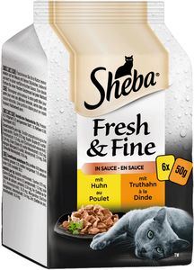 SHEBA Portionsbeutel Multipack Fresh & Fine in Sauce mit Huhn und Truthahn 1 x 6 x 50g