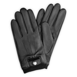Navaris Touchscreen Leder Handschuhe für Herren - Handschuhe aus Nappa Lammleder mit Futter aus Wolle - Herren Lederhandschuhe