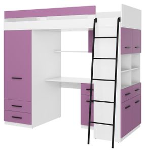 Hochbett LEVEL R Etagenbett Schlafzimmer-Sets Schreibtisch Kleiderschrank Regal Weiß Lavendel