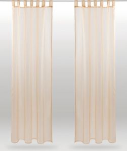 2er Pack Gardine Transparent Noella Schlaufen, Größe: 140 x 145cm (Beige)