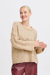 b.young BYOMHU Damen Strickpullover Grobstrick Pullover mit Rundhals Oversize