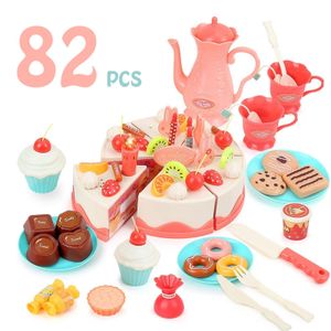 BeebeeRun Küchenspielzeug Teeservice Kinder,Kinderküche Rollespiele, 82-teilig DIY-Spielküche, Nachtisch Desserts Donuts Kinderspielzeug