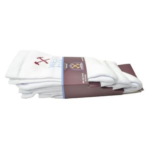 West Ham United FC - Športové ponožky pre mužov/dámy unisex (3-pack) BS3740 (42 EU - 45,5 EU) (White/Blue)