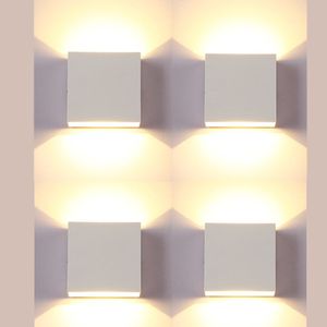 4 Stück LED Wandleuchte Innen, Wandlampe Auf und ab Warmweiß Lichtstrahl 2700-3000K, Wandbeleuchtung 6W, Weiß