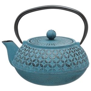 Secret de Gourmet Teekanne mit Sieb Blume 1000 ml aus Gusseisen blau 15,5cm x 10cm