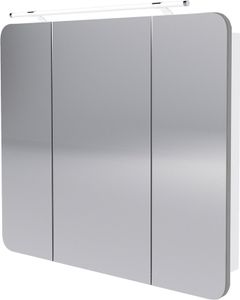 FACKELMANN LED Spiegelschrank MILANO / Badschrank mit 3D Effekt / Soft-Close / Maße (B x H x T): ca. 90 x 78 x 15,5 cm / Schrank mit Spiegel & LED-   fürs Badezimmer / 3 Türen / Korpus: Weiß