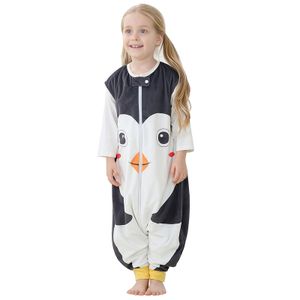 Dětské pyžamo bez rukávů - bavlněný spací pytel se zipem u nohou - zimní pyžamo, 1-6 let L Tučňák