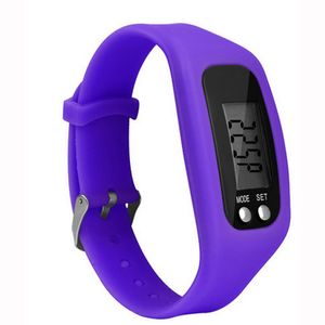 Sport Laufen Silikon Schrittzähler Kalorien Schrittzähler Digitaluhr Armband-Lila