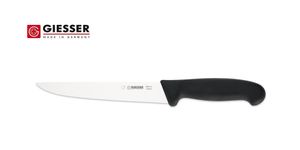 Giesser Messer Stechmesser Schlachtmesser Fleischmesser gerade starke Klinge - 18 cm, Schwarz