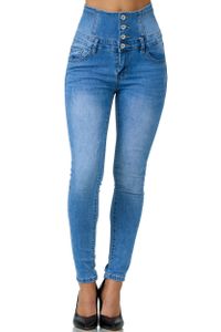 Elara Damen Jeans High Waist Push Up Skinny Fit 1166-3 Lt. Blue Denim-40 (L)