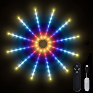 LED Feuerwerk Lichterkette 18 Modi RGB Traumfarbe Starburst Lichter mit Fernbedienung für Party Weihnachten Wand Deko