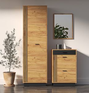 Flur Set inkl. Spiegel in Gold Craft Eiche VINICA-131