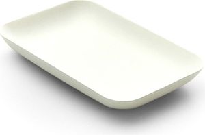 Teller aus Zuckerrohr in Weiss, rechteckig, 120 x 80 x h 15 mm, 40 Stück