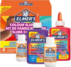 Elmer's Colour Slime Kit | Zubehör für Schleim enthält auswaschbaren, farbigen PVA-Kleber | farblich sortiert | mit magischer Schleim-Aktivator-Lösung | 4-teiliges Kit