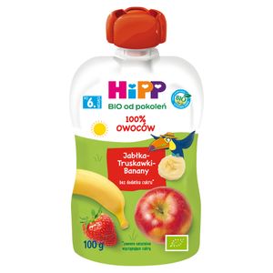 Hipp Bio Fruchtmousse nach 6 Monaten Apfel-Erdbeer-Banane 100 G
