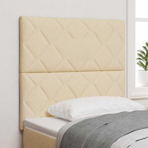vidaXL LED čelo postele diamantový vzor krémová 90 cm látka