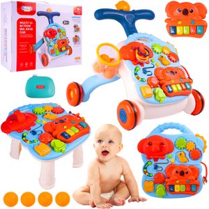 MalPlay Lauflernwagen Kinderwagen Lerntisch 3in1, Interaktives sensorisches Spielzeug, Klavier Musik und Lichteffekte, Baby Laufwagen für Kinder ab 18 Monaten