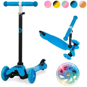 Kinderroller Scooter Cityroller Kinder Roller Tretroller mit LED QKids Lumis blau