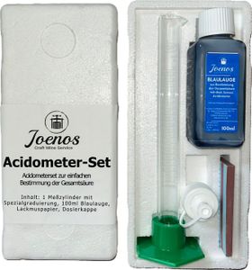 Acidometer Set zur Bestimmung der Gesamtsäure mit Blaulauge, Zylinder und Lackmuspapier (Set) Acidometer Set zur Bestimmung der Gesamtsäure mit Blaulauge, Zylinder und Lackmuspapier (Set)