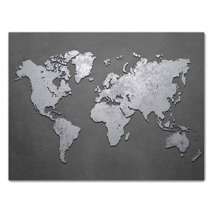 Leinwandbild Weltkarte, Querformat, Metall Landkarte, Textur M0319 – Mittel - (60x45cm)
