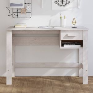Bürotisch große - HOMMIE Schreibtisch Weiß 110x40x75 cm Massivholz Kiefer - Arbeitstisch PC Tisch - Trendigen Design&6631
