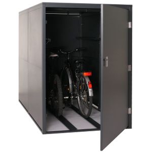 2er-Fahrradgarage HWC-L56c, Gerätehaus Fahrradbox mit Ablage, abschließbar Stahl 160x113x209cm  anthrazit