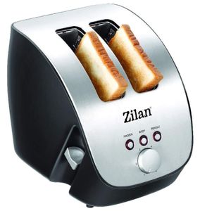Zilan Schräg-Toaster | 2 Scheiben Toaster | Toaster | Schrägtoaster | Toastautomat | Röstautomat | 1000 Watt | Edelstahl-Gehäuse | Stufenlos einstellbar | INOX-Design |