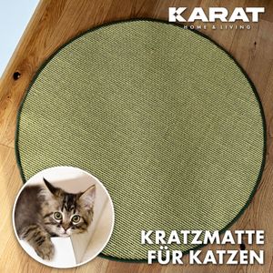 Katzen-Kratzmatte Rund Sisal Kratzteppich für Krallenpflege Grün 80 cm Durchmesser