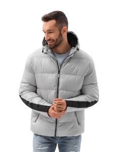 Ombre Clothing Pánská zimní bunda Aslog světle šedá XL