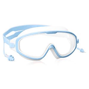 Kinder-Schwimmbrille, Weitsichtbrille mit Ohrstöpseln, Blau