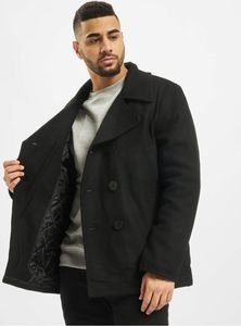 Brandit - Mens Peacoat Schwarz, US-Style Marinejacke Pea Coat Jacke Mantel Neu Größe L