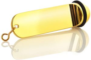 Schlüsselanhänger Hotelschlüssel Hotel Pension Schlüssel Anhänger Goldoptik mit Gummiring 11 cm Key Tag gravierbar