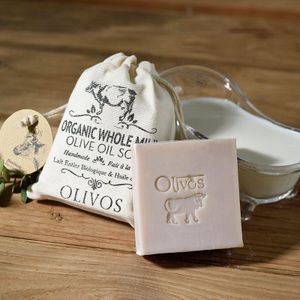Olivos Organic Whole Milk Olive Oil Soap 24 Stück, feste Handseife mit Bio Vollmilch, Seife