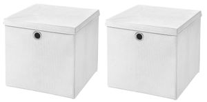 2 Stück Weiß Faltbox 33 x 33 x 33 cm  Aufbewahrungsbox faltbar mit Deckel