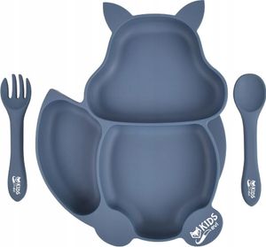Silikon-Teller mit Saugnapf für BLW für Kinder - Eichhörnchen, blau