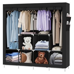 Kleiderschrank Faltschrank Stoffschrank faltbare Garderobe mit Kleiderstange 167*45*170cm schwarz