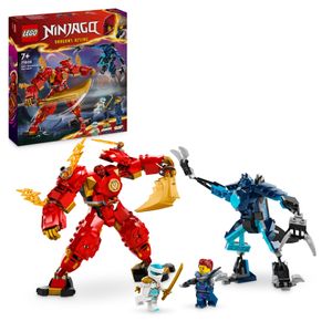 LEGO NINJAGO Kais Feuermech, Actionfiguren-Spielzeug für Kinder mit roter Mech-Figur zum Umgestalten, Ninja-Set mit 4 Figuren inkl. Kai und Zane, Geschenk für 7-jährige Jungs und Mädchen 71808