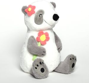 Mr. & Mrs. Panda Kuscheltier Panda mit Blume - Grau Pastell - Geschenk, Plüsch, Gute Laune, Schmusetier, Teddy, Spielzeug, lustige Sprüche, Tiermotive, Tiere, Plüschtier