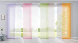 1er Set Schiebegardine Flächenvorhang Vorhang Gardine Voile HxB 245x60 cm Braun Komplett mit Paneelwagen Beschwerungsstange, 85589N