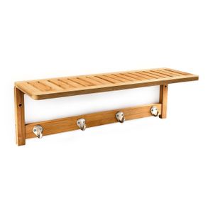 relaxdays Wandgarderobe braun Holz 4 Haken 50,0 x 18,0 cm