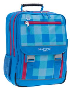 Schulrucksack Mädchen Elephant Hero XL Rucksack Jungen Campus backpack Premium 12364 Plaid Aqua Neonrot