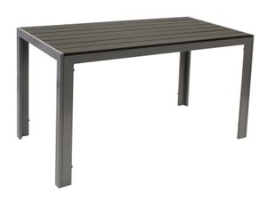 Gartentisch Esstisch Alutisch SORANO 70x125cm, Gestell Aluminium silbergrau, Tischplatte Polywood grau, wetterfest
