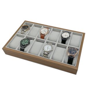 Holz Vorlagebrett für 12 Uhren 2x6 Uhrenkoffer Uhrentablett Uhrenpräsentation Uhrenaufbewahrung Uhrenbox Uhrendisplay Vorzeigetablett Vorlagetablett