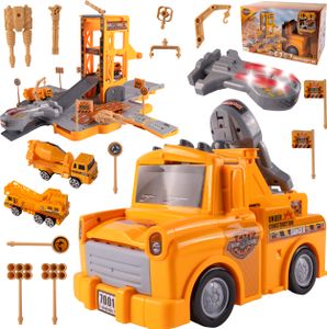 Malplay Garáž Žeriavová autodráha Sada Transformuje Robot Bagr Žltý od 3 rokov Transformer Darček