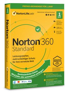 Norton 360 Standard - 1 Gerät 1 Jahr 2024 - Antivirenprogramm mit Firewall -  PC / Mac / iOS / Android - Download - ESD