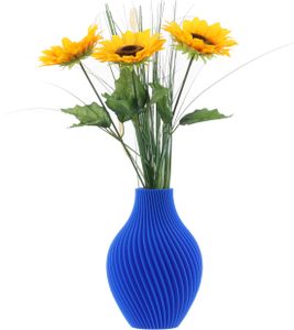 3D Druck Deko Vase Flasche für Kunstblumen Blumenvase Trockenblumen für Pampasgras Höhe 16cm Blau Vase für Bauklotzblumen