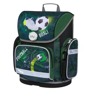 Baagl Schulranzen Jungen 1. Klasse - Ergonomische Schultasche für Kinder - Grundschule Ranzen - Schulrucksack mit Brustgurt (Fußball)
