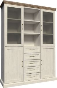 Furniture24 Vitrine ROYAL W2D, Schrank, Wohnzimmerschrank, 4 Türiger Highboard mit 4 Schubkästen, Anrichte, Kommode