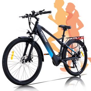 E-Bike Elektrofahrrad 26 Zoll, Elektrofahrrad mit Stoßdämpfer, E-Mountainbike Fat Reifen Doppelte Scheibenbremsen für Herren Damen 35-90KM-Assistenz-Modus