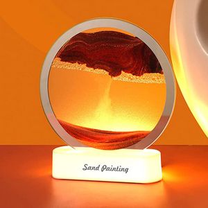 Sandbilder zum drehen mit licht,3D Dynamische Sanduhr, Bewegliche Sandkunst runder Glas,moving sand gemälde,Natürliche Landschaft Sanduhrdekoration für Desktop-Kunst Dekor